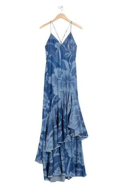 Diane Von Furstenberg Luisa Asymmetrical Ruffle Maxi Dress In Blue