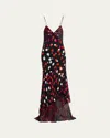 Diane Von Furstenberg Luisa Backless Polka Dot Paillette Maxi Dress In Animal Print