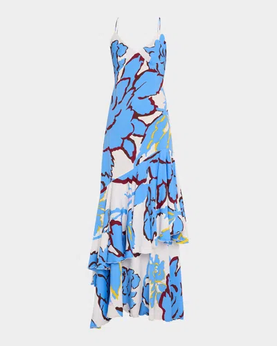 Diane Von Furstenberg Luisa Floral-print Ruffle Maxi Dress In Giant Heritage Vine White
