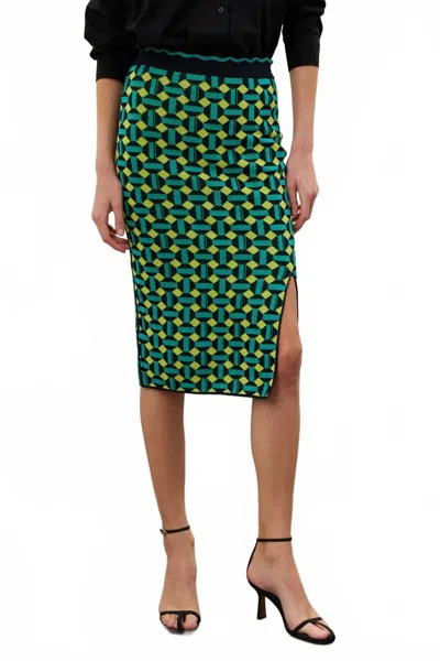 Diane Von Furstenberg Lyla Knee Length Skirt In Blue/green In Multi