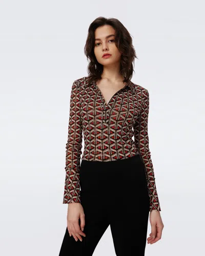 Diane Von Furstenberg Mackenzie Mesh Top By  In Size Xl In Brown