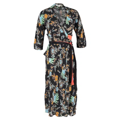 Diane Von Furstenberg Madalena Midi Wrap Dress In Multicolor Silk In Black
