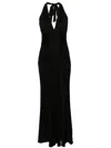 Diane Von Furstenberg Makayla Ruched Deep V-neck Halter Maxi Dress In Schwarz