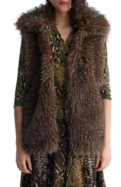 Diane Von Furstenberg Malin Faux Fur Vest In Lion