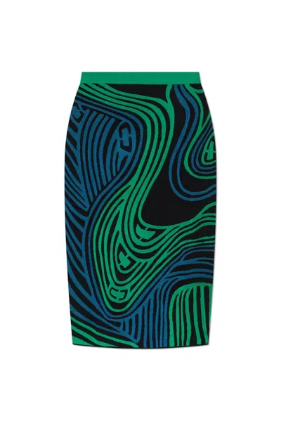 Diane Von Furstenberg Margarite Knitted Midi Skirt In Multi