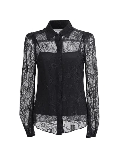 Pre-owned Diane Von Furstenberg Mariah Lace Shirt In Black