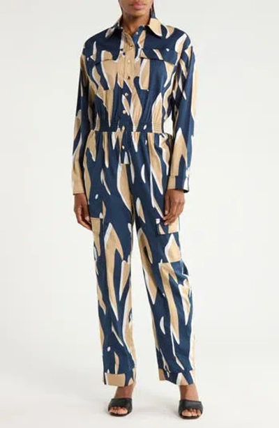 Diane Von Furstenberg Marie Rose Jumpsuit In Blue