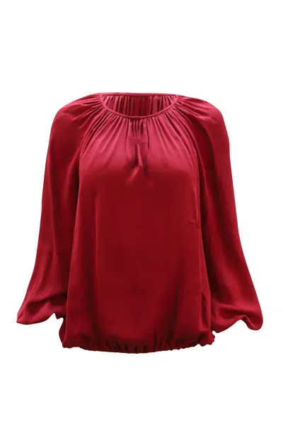 Diane Von Furstenberg Marnie Blouse In Burgundy Silk In Red
