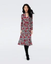 Diane Von Furstenberg Marsha Tie Neck Long Sleeve Midi Dress