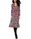 Diane Von Furstenberg Marsha Tie Neck Long Sleeve Midi Dress In White