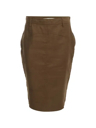 Pre-owned Diane Von Furstenberg Martinique Pencil Midi Skirt In Green