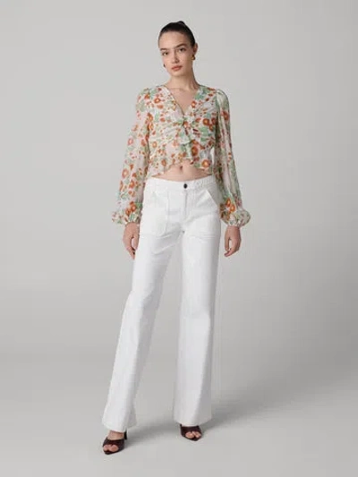 Diane Von Furstenberg Mary Silk Chiffon Top In Multi