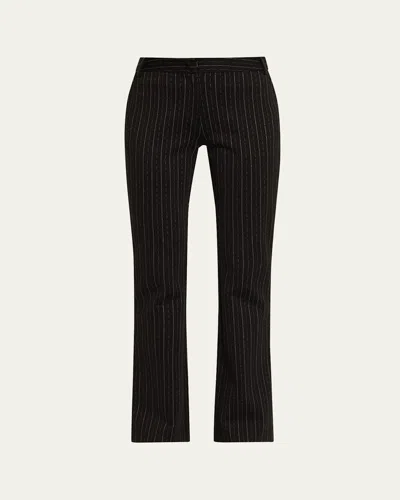 Diane Von Furstenberg Mason Pinstripe Slim Straight Pants In Black