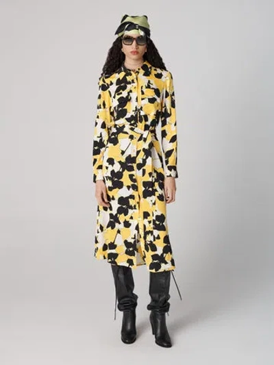 Diane Von Furstenberg Maya Silk Shirt Dress In Egon's Floral Yellow