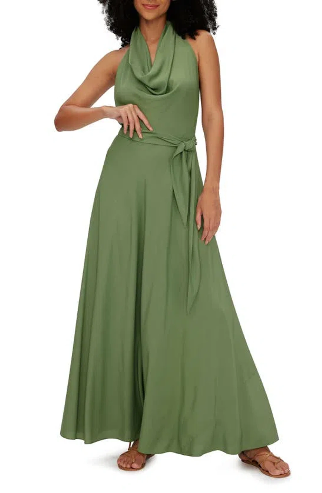 Diane Von Furstenberg Mckibbin Halter Neck Maxi Dress In Green | ModeSens