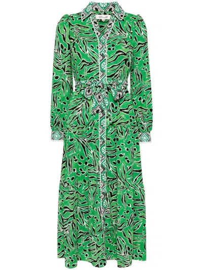 Diane Von Furstenberg Alea Printed Crepe Midi Dress In Green