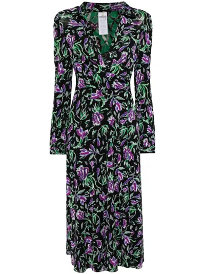 Diane Von Furstenberg Phoenix Reversible Floral-print Midi Wrap Dress In Green