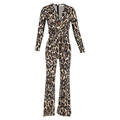 Diane Von Furstenberg Melinda Wrap Jumpsuit In Animal Print Silk In Brown
