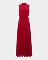 Diane Von Furstenberg Menon Sleeveless Pleated Mock-neck Gown In Magenta