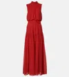 Diane Von Furstenberg Menon Sleeveless Pleated Mock-neck Gown In Pink