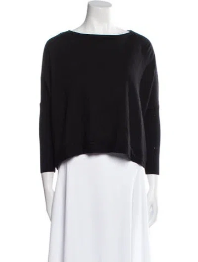 Pre-owned Diane Von Furstenberg Merino Wool Bateau Neckline Sweater In Black