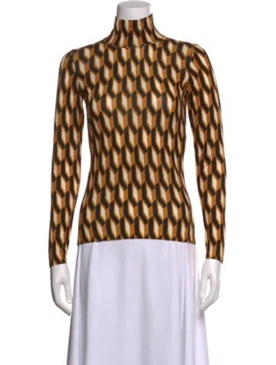 Pre-owned Diane Von Furstenberg Merino Wool Graphic Print Sweater In Multi