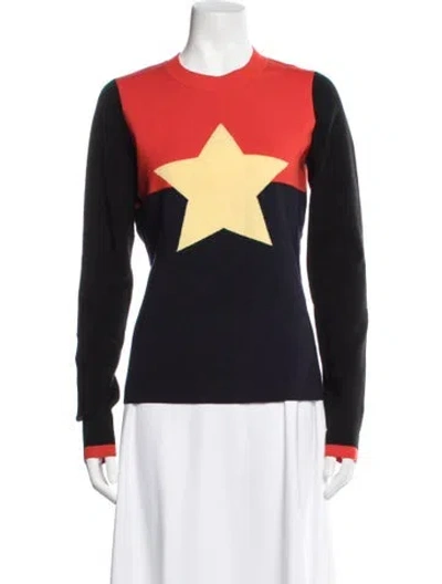 Pre-owned Diane Von Furstenberg Merino Wool Graphic Print Sweater In Multicolor