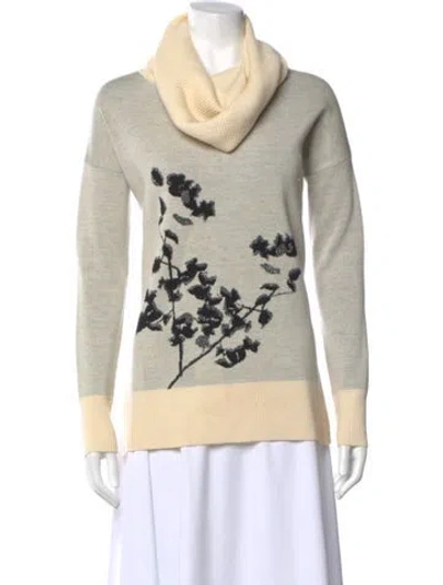 Pre-owned Diane Von Furstenberg Merino Wool Printed Sweater In Gray