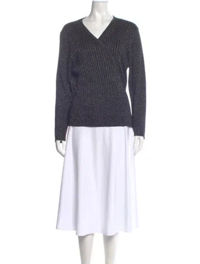 Pre-owned Diane Von Furstenberg Merino Wool V-neck Sweater W/ Tags In Blue