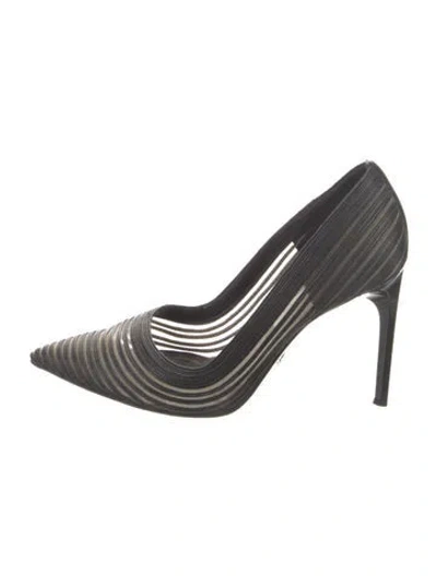 Pre-owned Diane Von Furstenberg Mesh Lace Pattern Pumps In Black