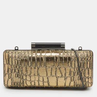 Pre-owned Diane Von Furstenberg Metallic Gold Jacquard Clutch
