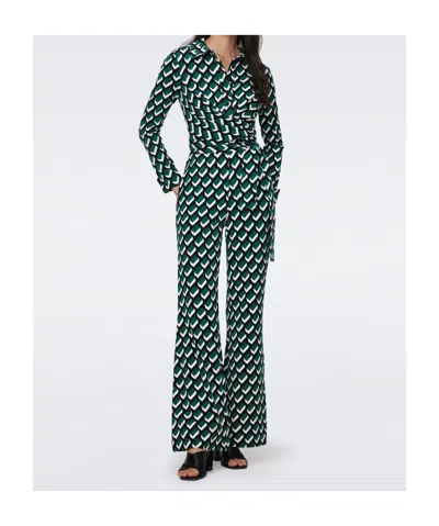 Diane Von Furstenberg Michele Jumpsuit In Blocks Green