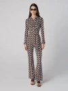 Diane Von Furstenberg Michele Flared Geometric-print Jumpsuit In Cane Link Brown