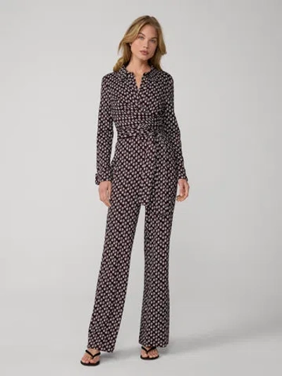 Diane Von Furstenberg Michele Jumpsuit In Tiny Loch Box Soil