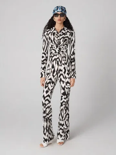 Diane Von Furstenberg Michele Jumpsuit In Troy Maze Black And White