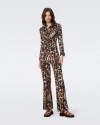 Diane Von Furstenberg Michele Wrap-effect Leopard-print Jersey Wide-leg Jumpsuit In Brown