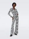 Diane Von Furstenberg Michelle Jumpsuit In Tiny Dvf 50th Crossword Ivory