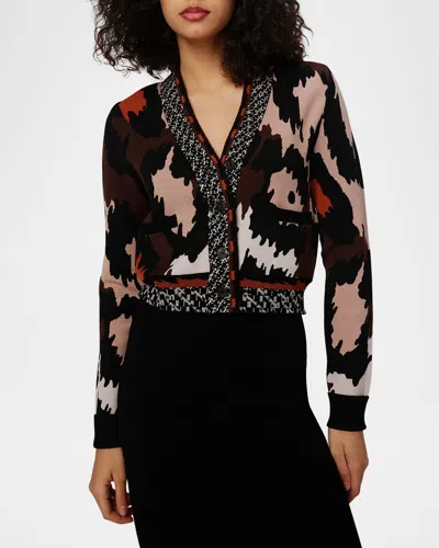 Diane Von Furstenberg Midge Button-down Jacquard Knit Cardigan In Jungle Cat