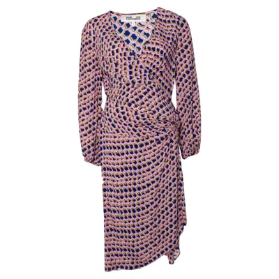 Pre-owned Diane Von Furstenberg , Midi Dress With Graphic Print In Brown