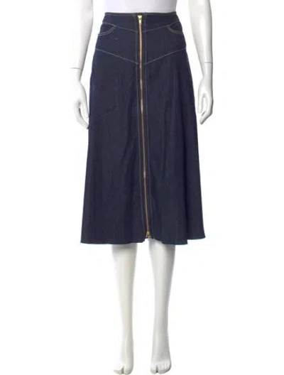 Pre-owned Diane Von Furstenberg Midi Length Skirt In Blue
