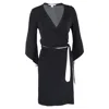Diane Von Furstenberg Midi Wrap Dress In Black Viscose In Black