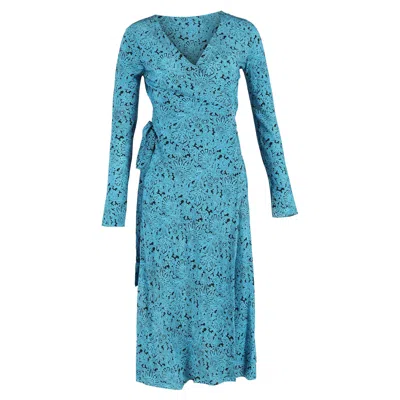 Diane Von Furstenberg Midi Wrap Dress In Turquoise Silk