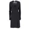 Diane Von Furstenberg Midi Wrap Long Sleeve Dress In Black Viscose In Black