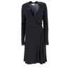 Diane Von Furstenberg Midi Wrap Long Sleeve Dress In Navy Blue Viscose In Blue