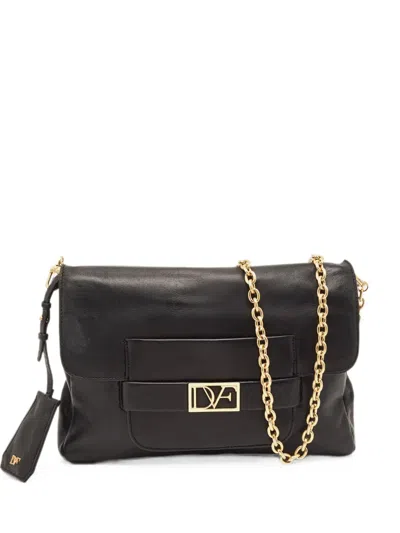 Pre-owned Diane Von Furstenberg Mimosa Chain Shoulder Bag In Black