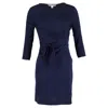 Diane Von Furstenberg Mini Bow-waist Dress In Navy Blue Polyester In Blue