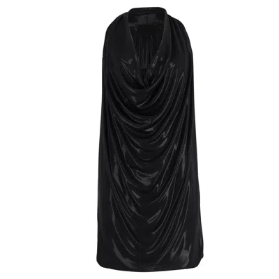 Diane Von Furstenberg Mini Cowl Neck Dress In Black Polyester