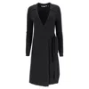 Diane Von Furstenberg Mini Jeanne Knitted Long Sleeve Wrap Dress In Black Viscose In Black