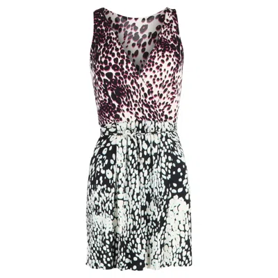 Diane Von Furstenberg Mini Printed V-neck Dress In Multicolor Silk
