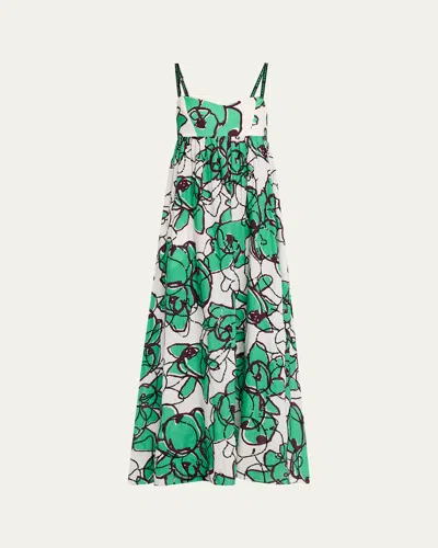Diane Von Furstenberg Miranda Sequin Floral-print Linen Maxi Dress In Brown